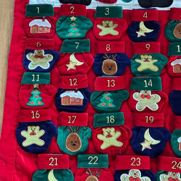 Vintage Prima Creations Fabric Advent Calendar With Snowman Mittens Design 2001 - Picture 3 of 7